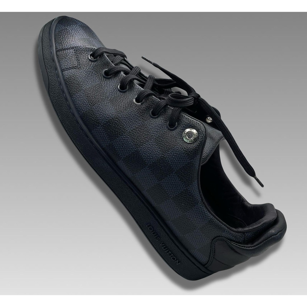 LOUIS VUITTON Damier Cobalt Frontrow Sneakers MS 1116 Size 8 Navy Blue Great - Picture 1 of 7